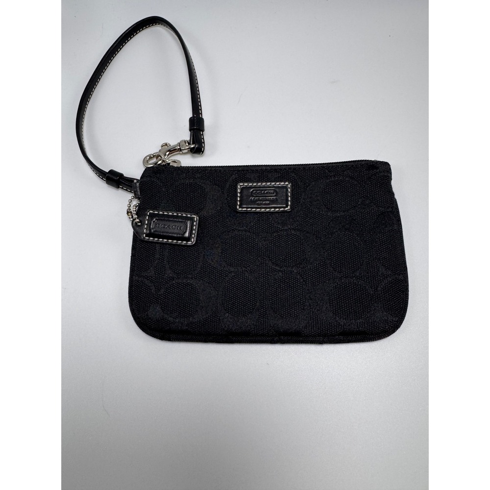 Coach Black Signature Jacquard Wristlet